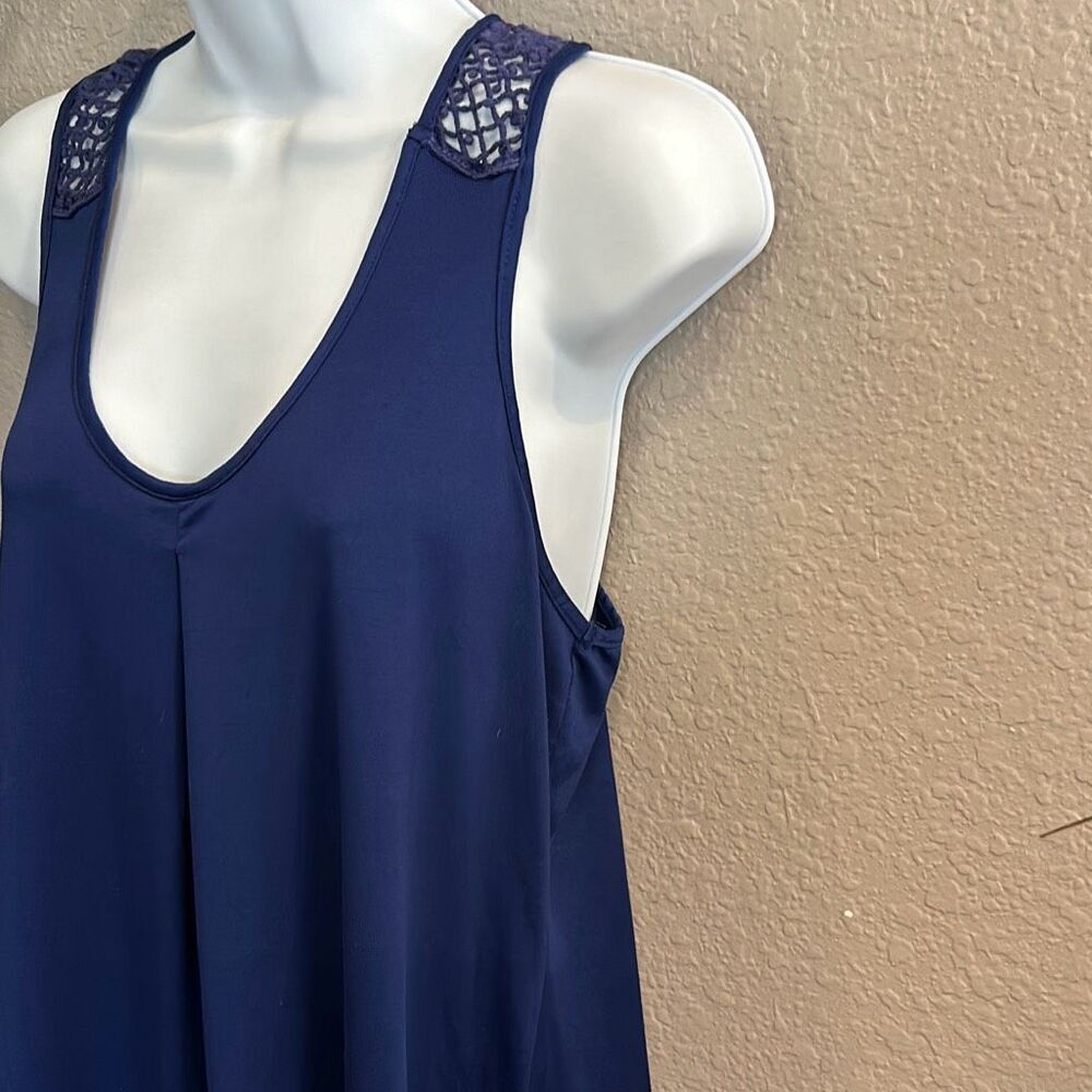 #314* Linea Donatella, navy blue fancy tank/dress size small - Picture 2 of 8